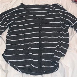 Striped button down sweater